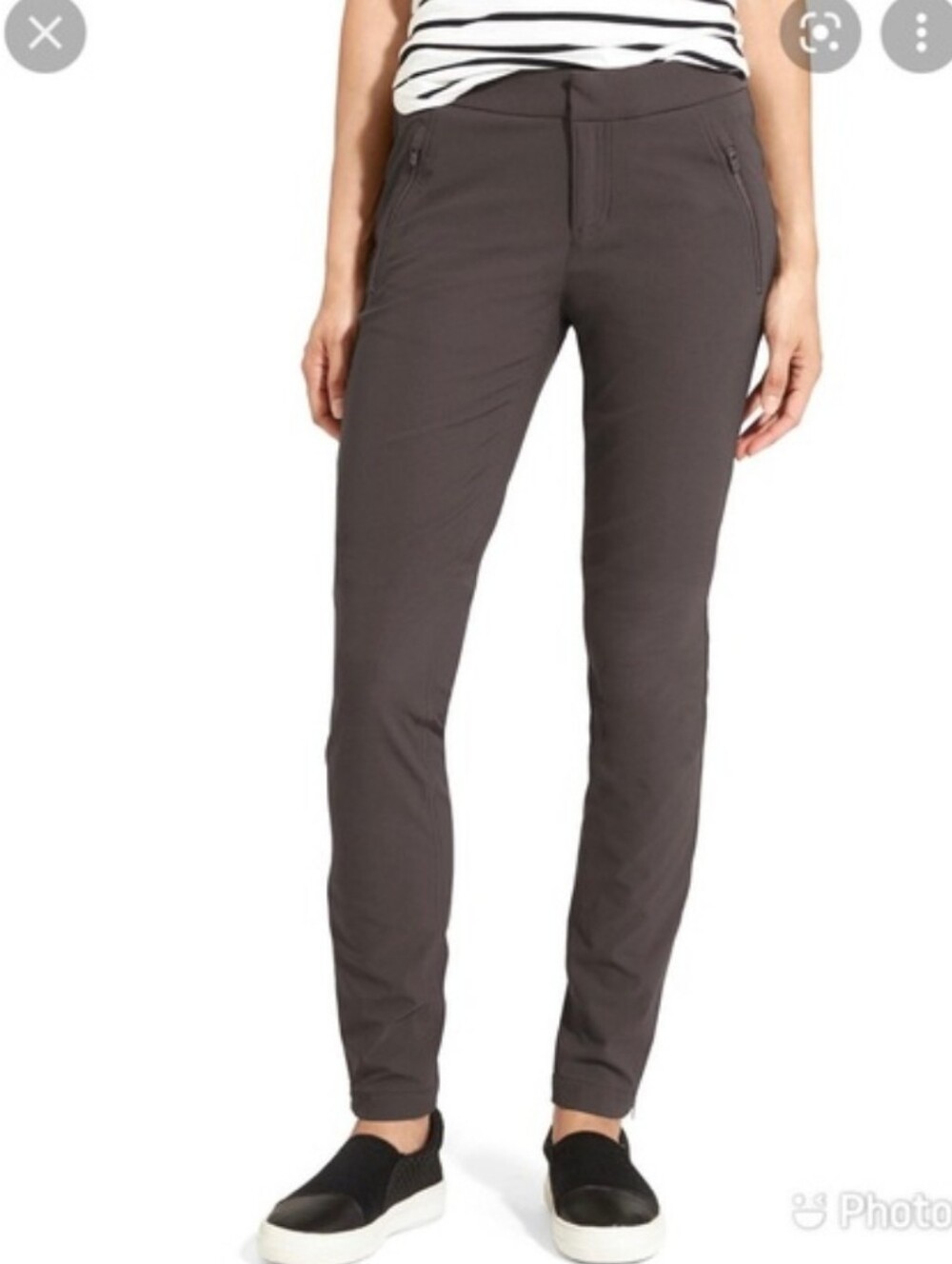 ATHLETA Wander Stash Skinny Pant Onyx Gray Hiking Pants, Work Travel Size 0.